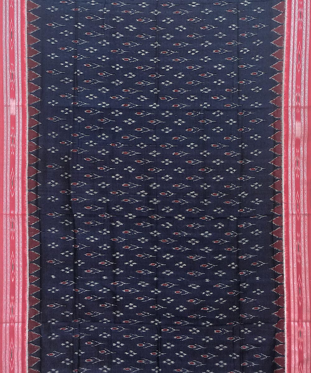 Blue Red Nuapatna Handwoven Cotton Saree Image 3