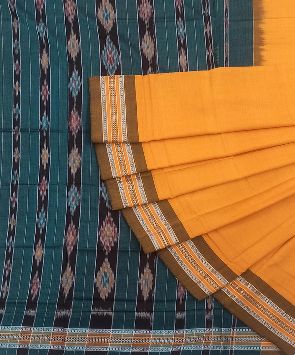Brown Nuapatna Handwoven Single Ikat Cotton Saree SFCSAR1015