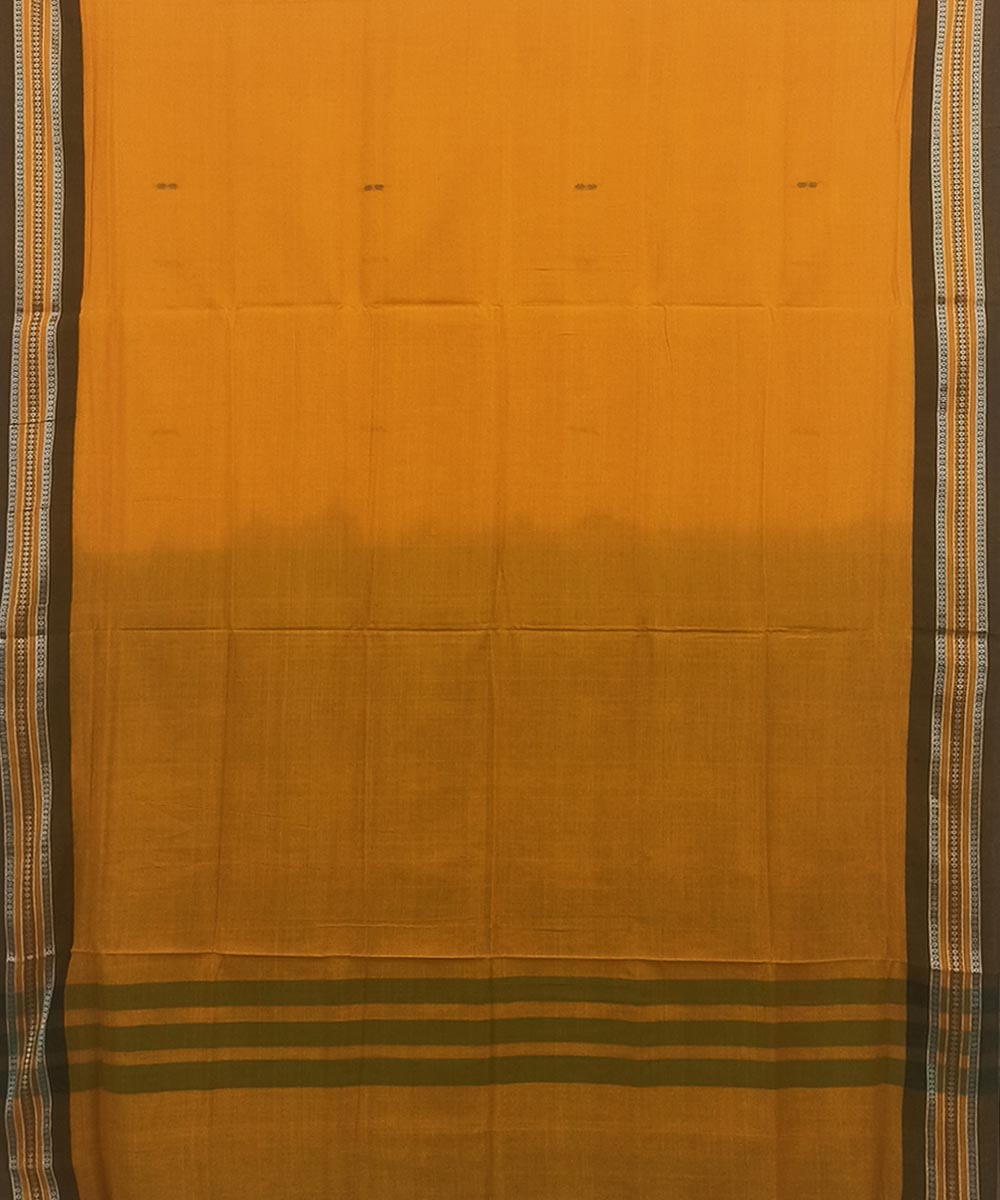 Brown Nuapatna Handwoven Single Ikat Cotton Saree Image 3