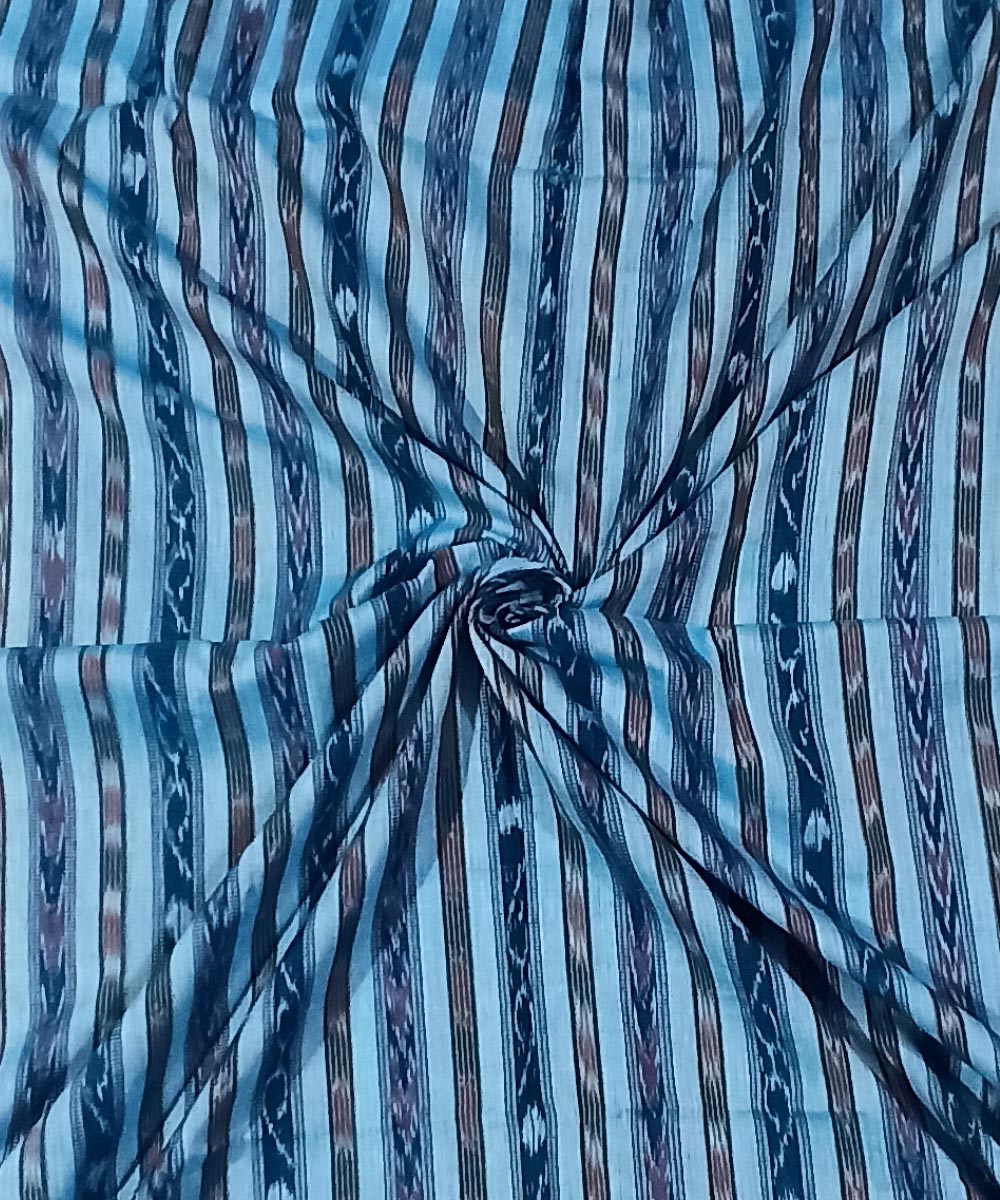 Sky Blue Nuapatna Handwoven Ikat Shirting Materials Image 1