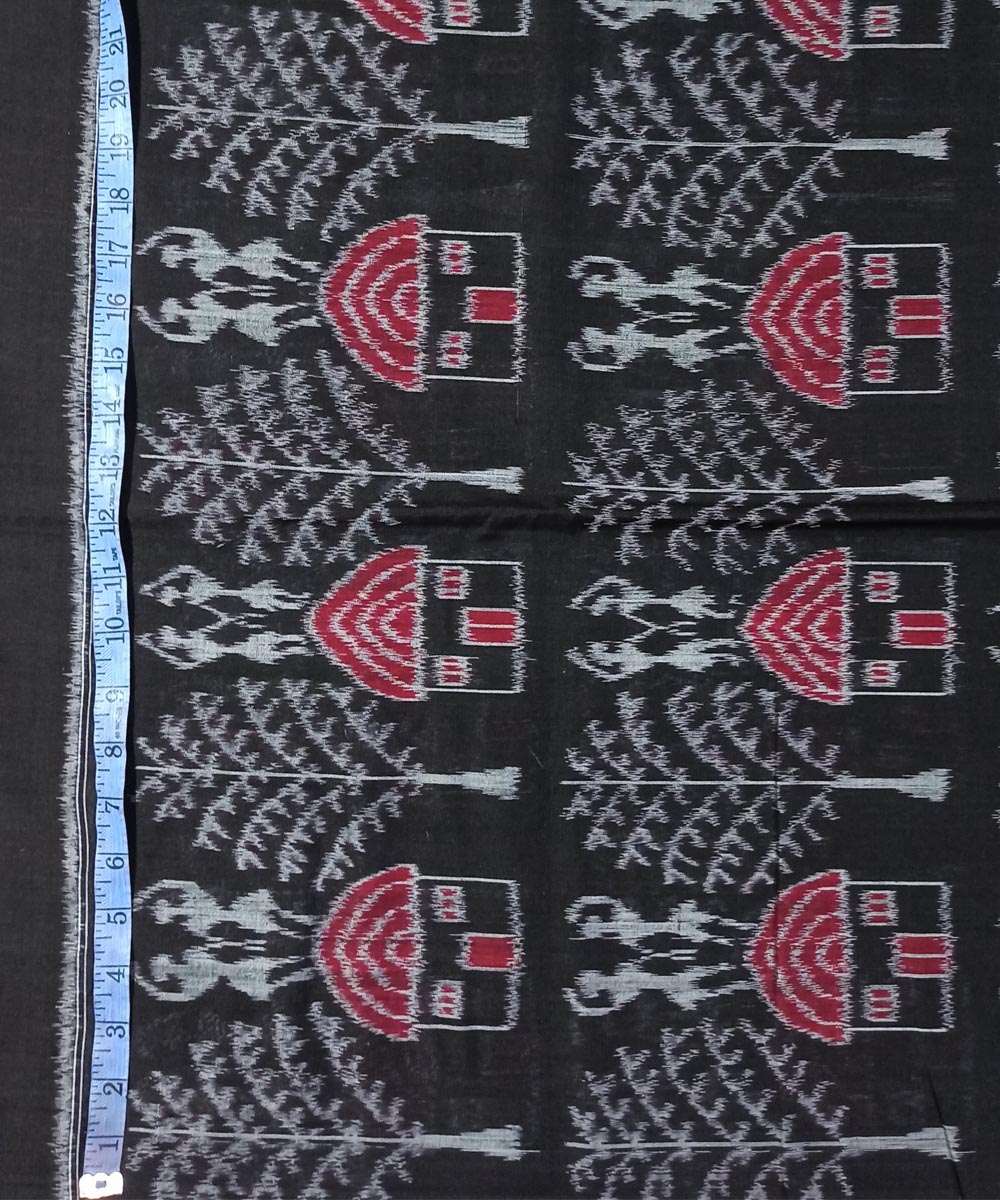Black Sambalpuri Handwoven Single Ikat Shirting Material Image 4