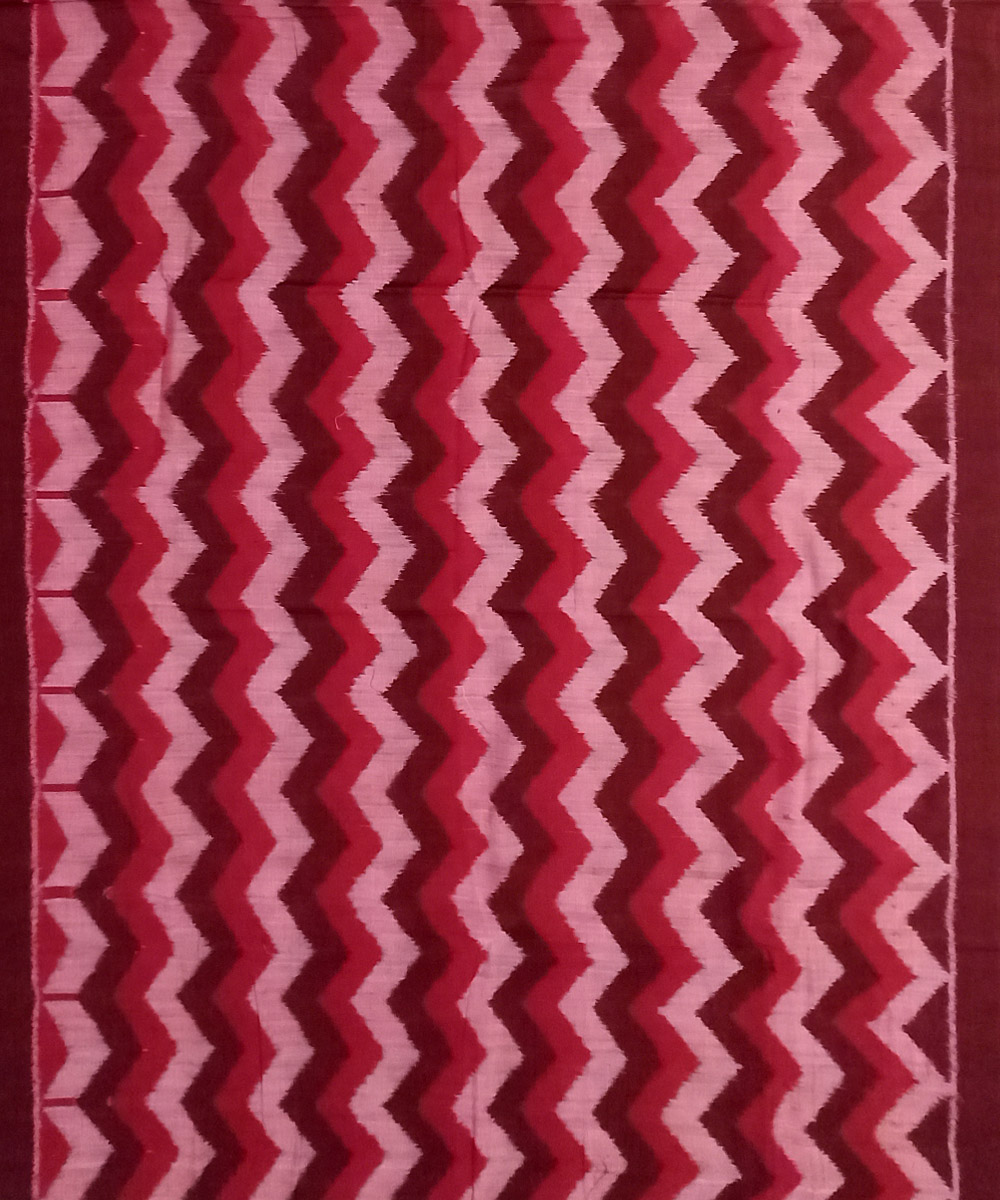 Red Maroon Sambalpuri Handwoven Single Ikat Shirting Material Image 2
