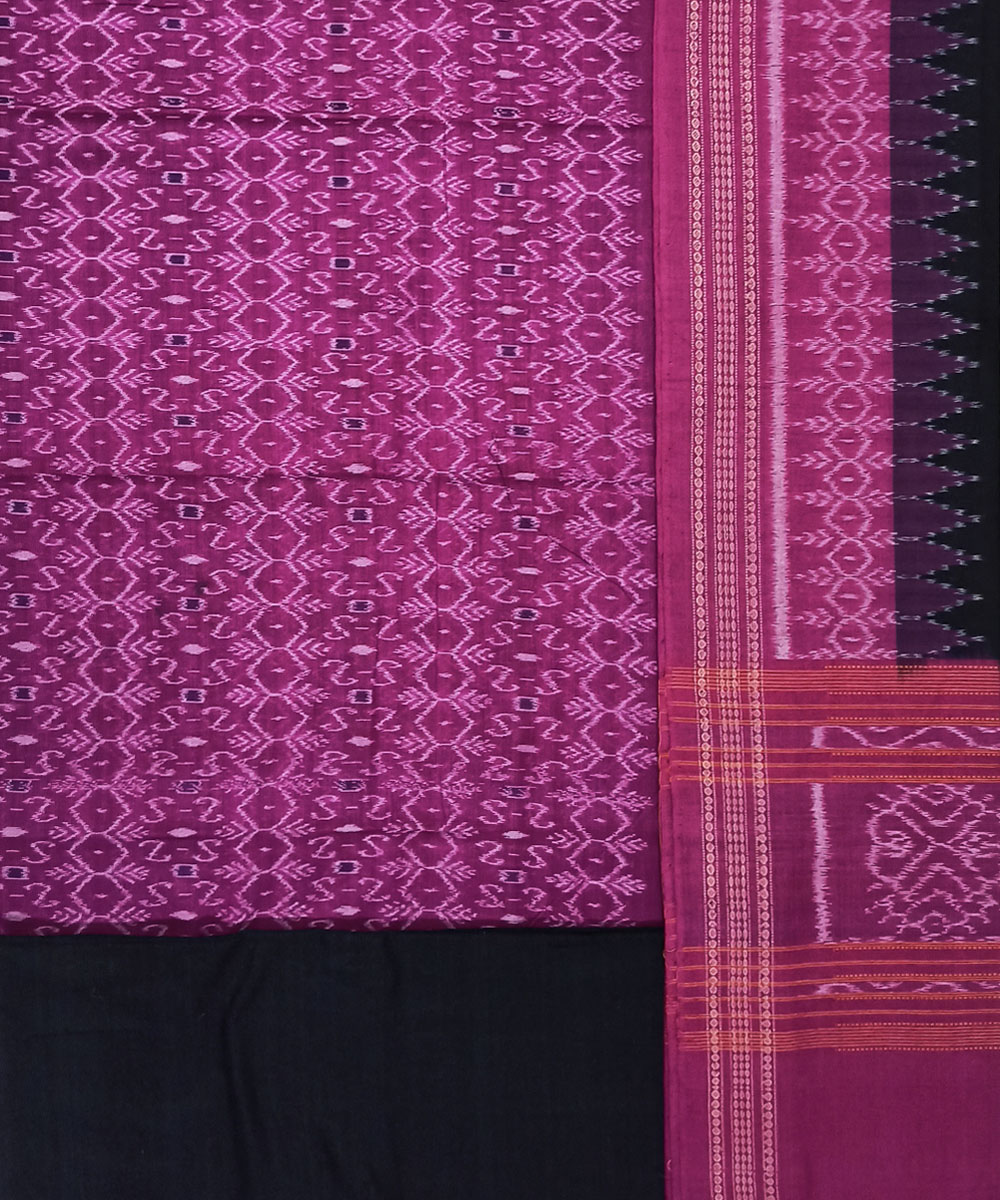 Majenta Black Sambalpuri Handwoven Single Ikat Suit Image 2