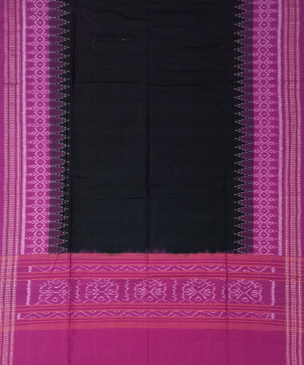 Majenta Black Sambalpuri Handwoven Single Ikat Suit Image 3