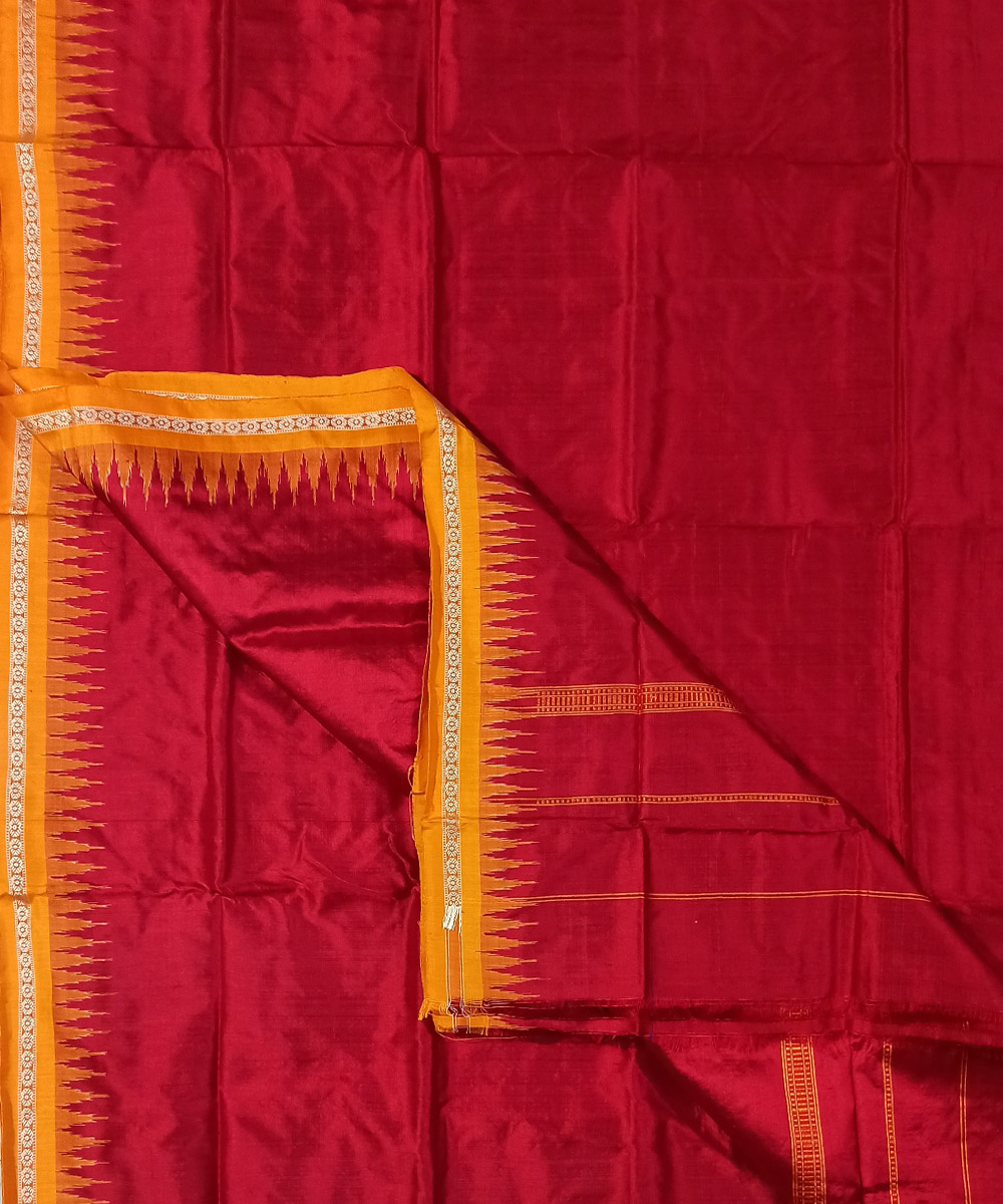 Red Sambalpuri Handwoven Ikat Silk Joda SFSJOD1122
