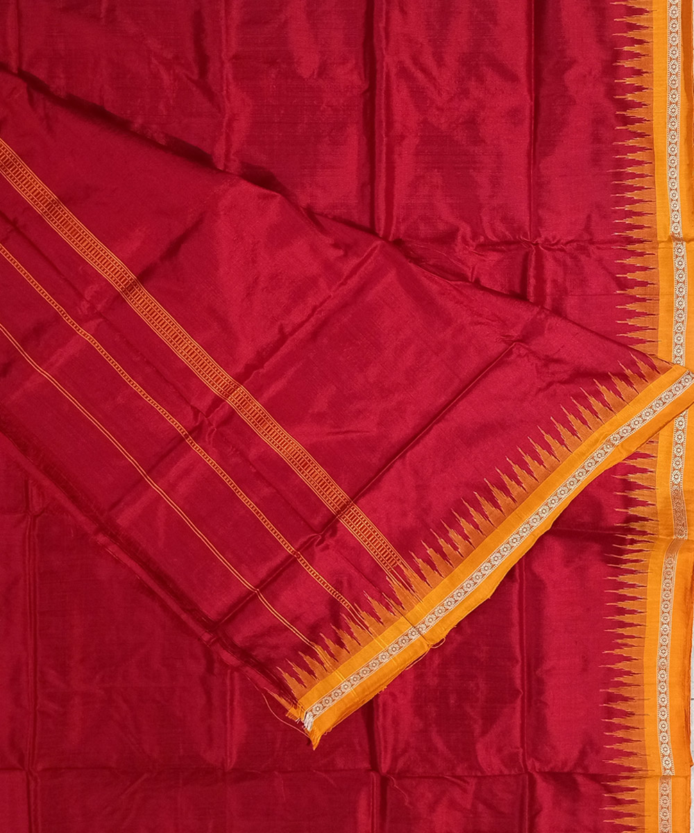 Red Sambalpuri Handwoven Ikat Silk Joda Image 2
