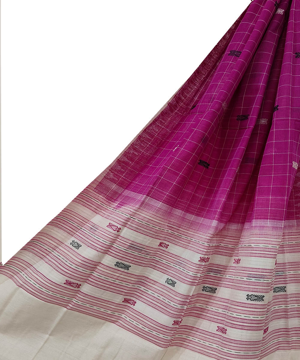 Pink Sambalpuri Handwoven Cotton Dupatta SFCDUP1141