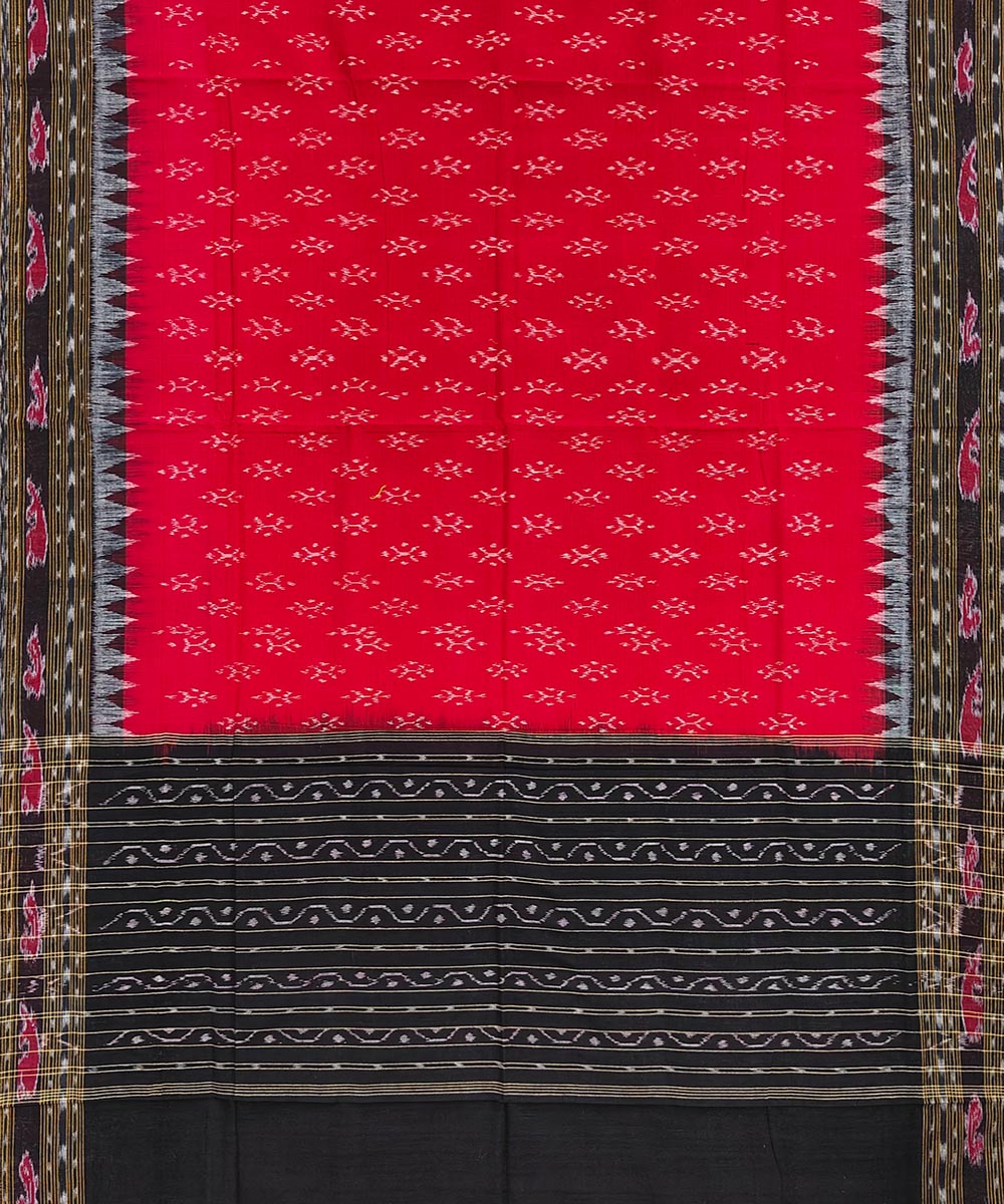 Red Black Sambalpuri Handwoven Cotton Dupatta Image 2