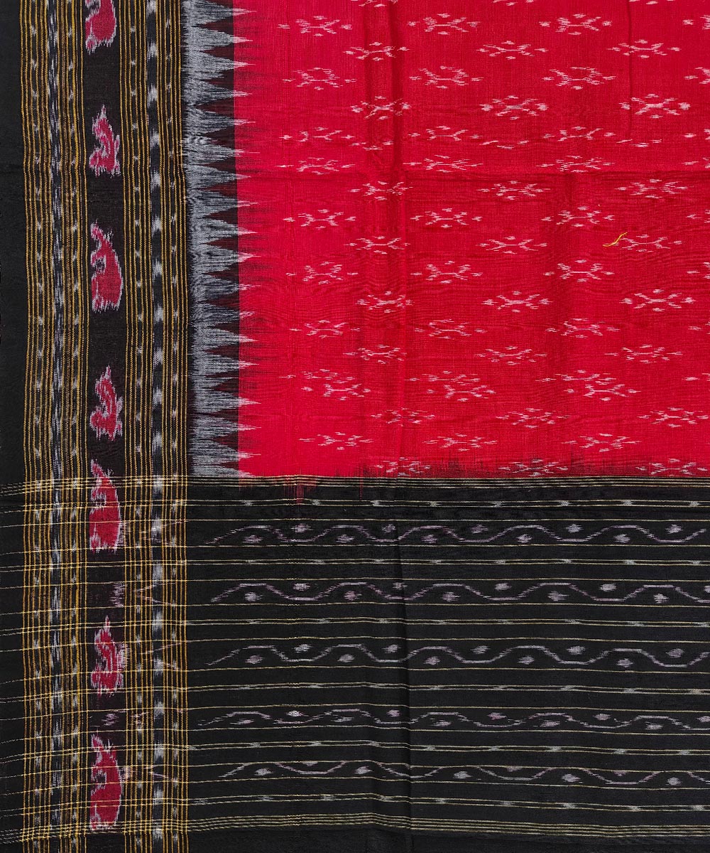 Red Black Sambalpuri Handwoven Cotton Dupatta Image 3