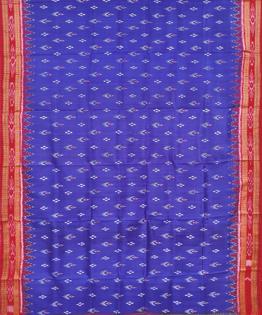 Blue Red Handwoven Khandua Silk Saree Image 3