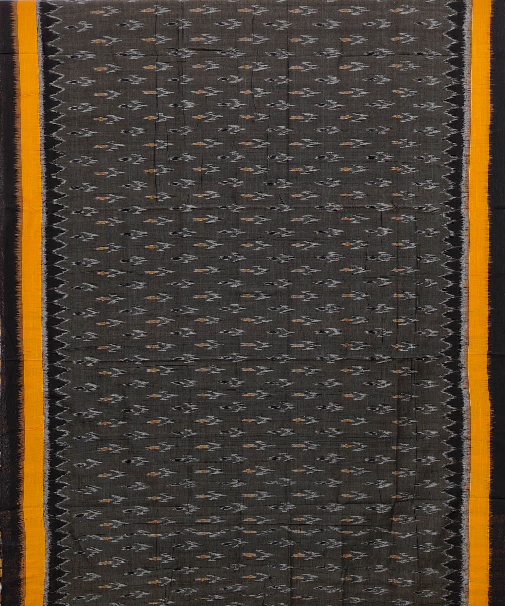 Gray Black Nuapatna Handwoven Single Ikat Cotton Saree Image 3