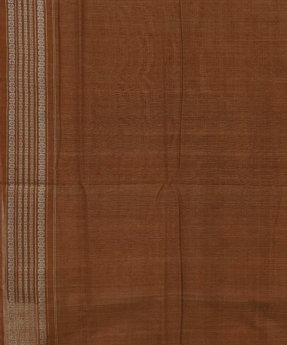 Red Brown Sambalpuri Handwoven Single Ikat Cotton Saree Image 4
