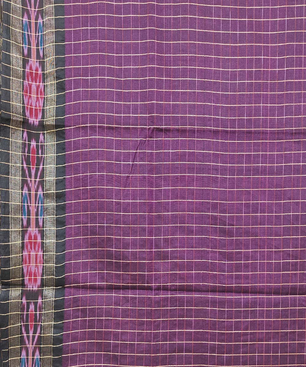 Pink Black Sambalpuri Handwoven Ikat Border Tussar Silk Saree Image 4