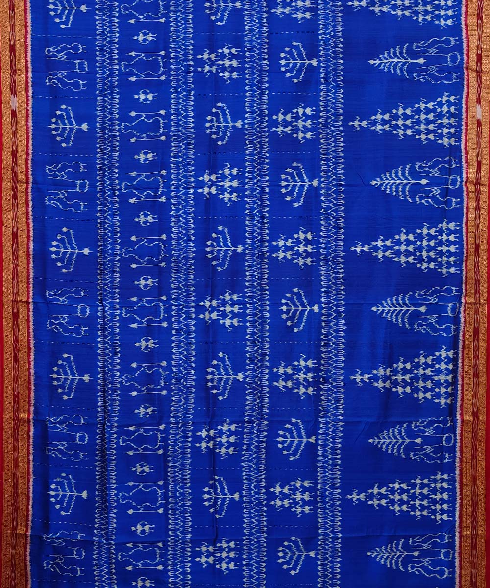 Blue Maroon Handwoven Khandua Silk Saree Image 3