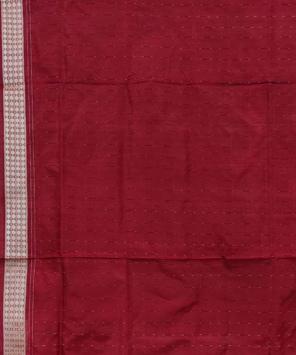 Olivegreen Red Sambalpuri Handwoven Silk Saree Image 4