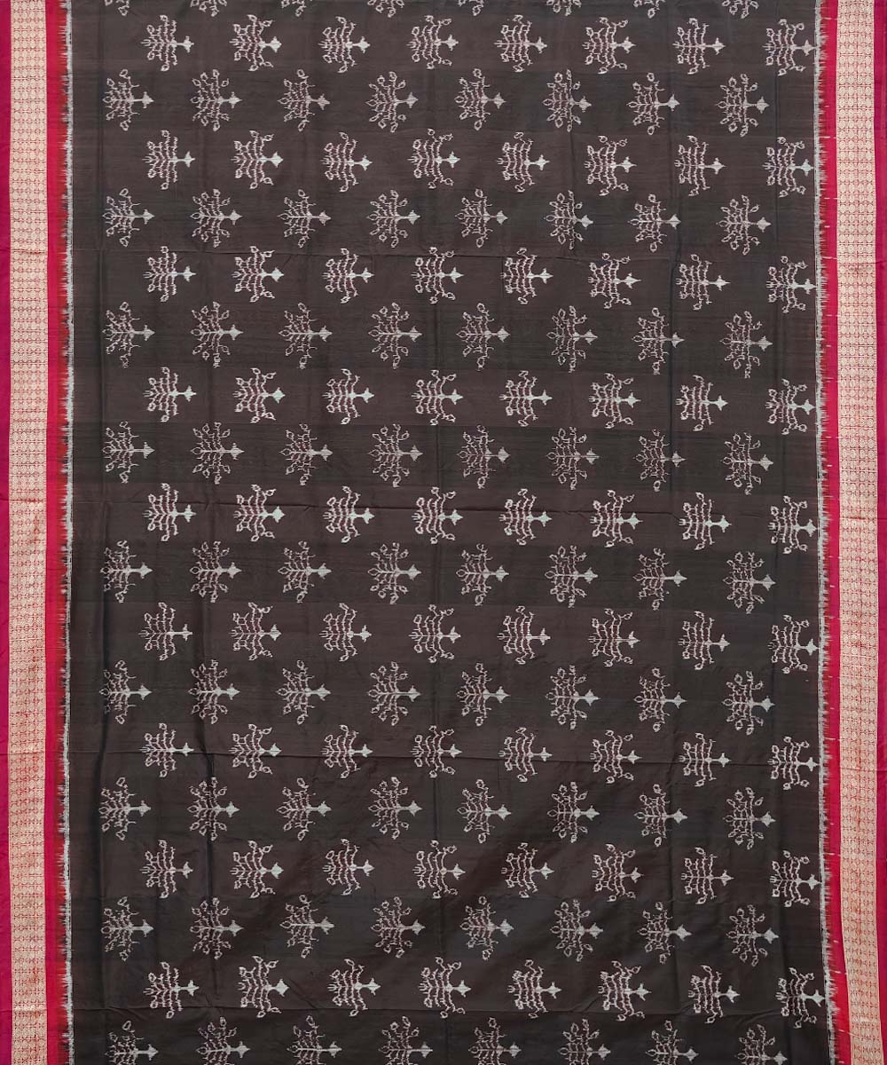 Earth Brown Sambalpuri Handwoven Silk Saree Image 3
