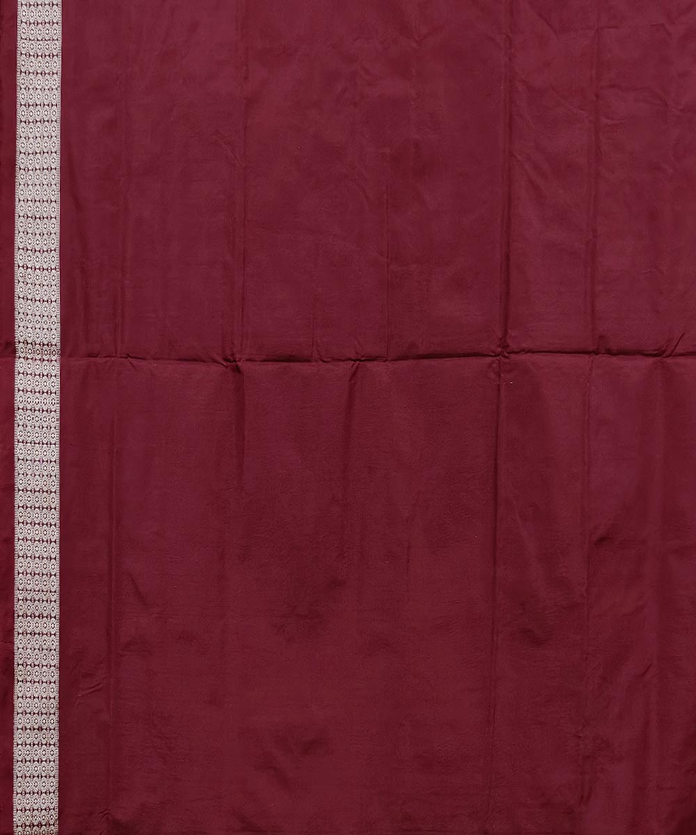 Yellow Maroon Handwoven Bomkei Mix Silk Saree Image 4