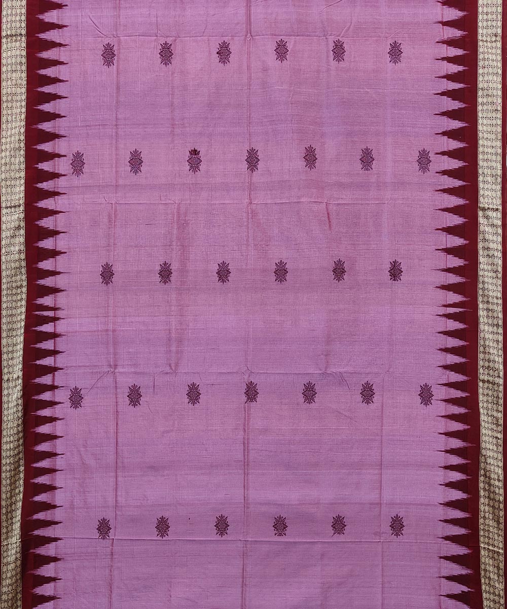 Purple Maroon Handwoven Bomkei Mix Silk Saree Image 3