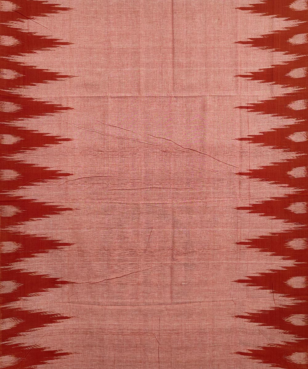 Rust Nuapatna Handwoven Single Ikat Cotton Saree Image 4