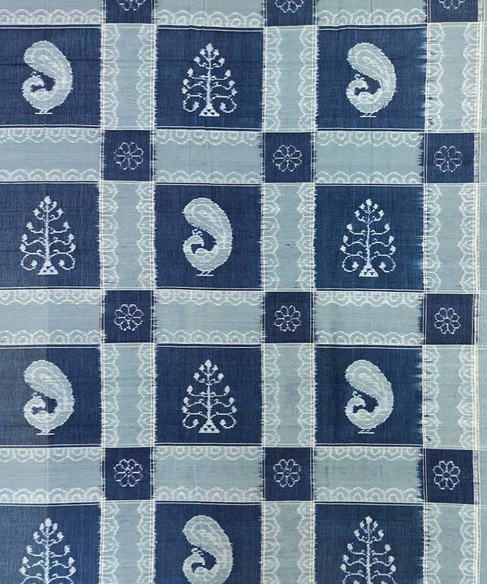 Blue Sambalpuri Handwoven Cotton Double Bed Sheet Image 3