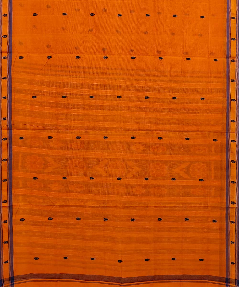 Orange Sambalpuri Handwoven Single Ikat Cotton Saree Image 3