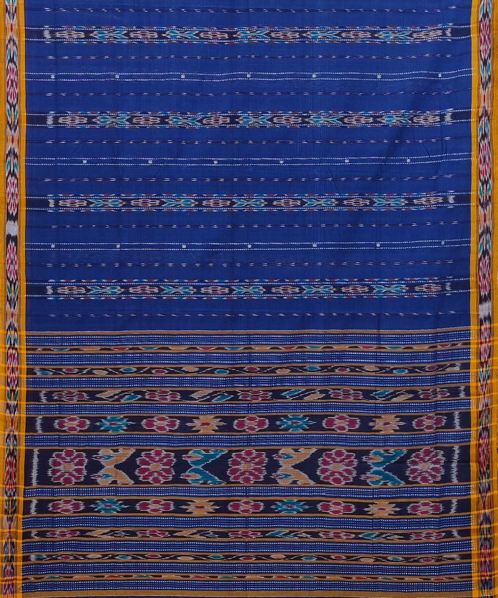 Blue Sambalpuri Handwoven Single Ikat Cotton Saree Image 2