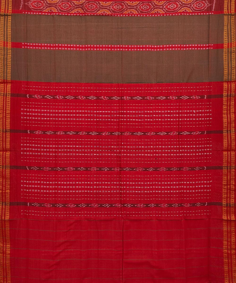 Green Bomkai Handwoven Single Ikat Cotton Saree Image 2