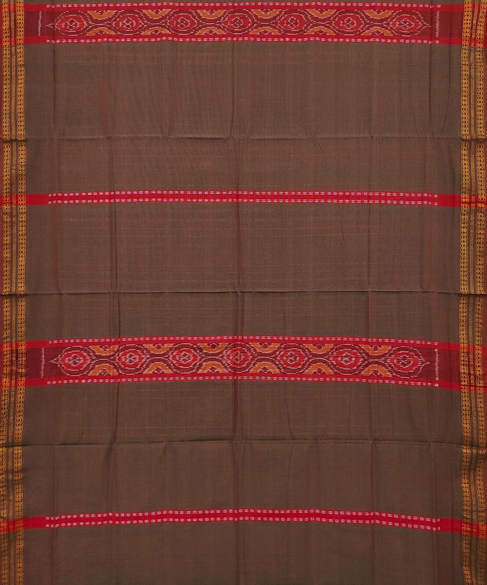 Green Bomkai Handwoven Single Ikat Cotton Saree Image 3