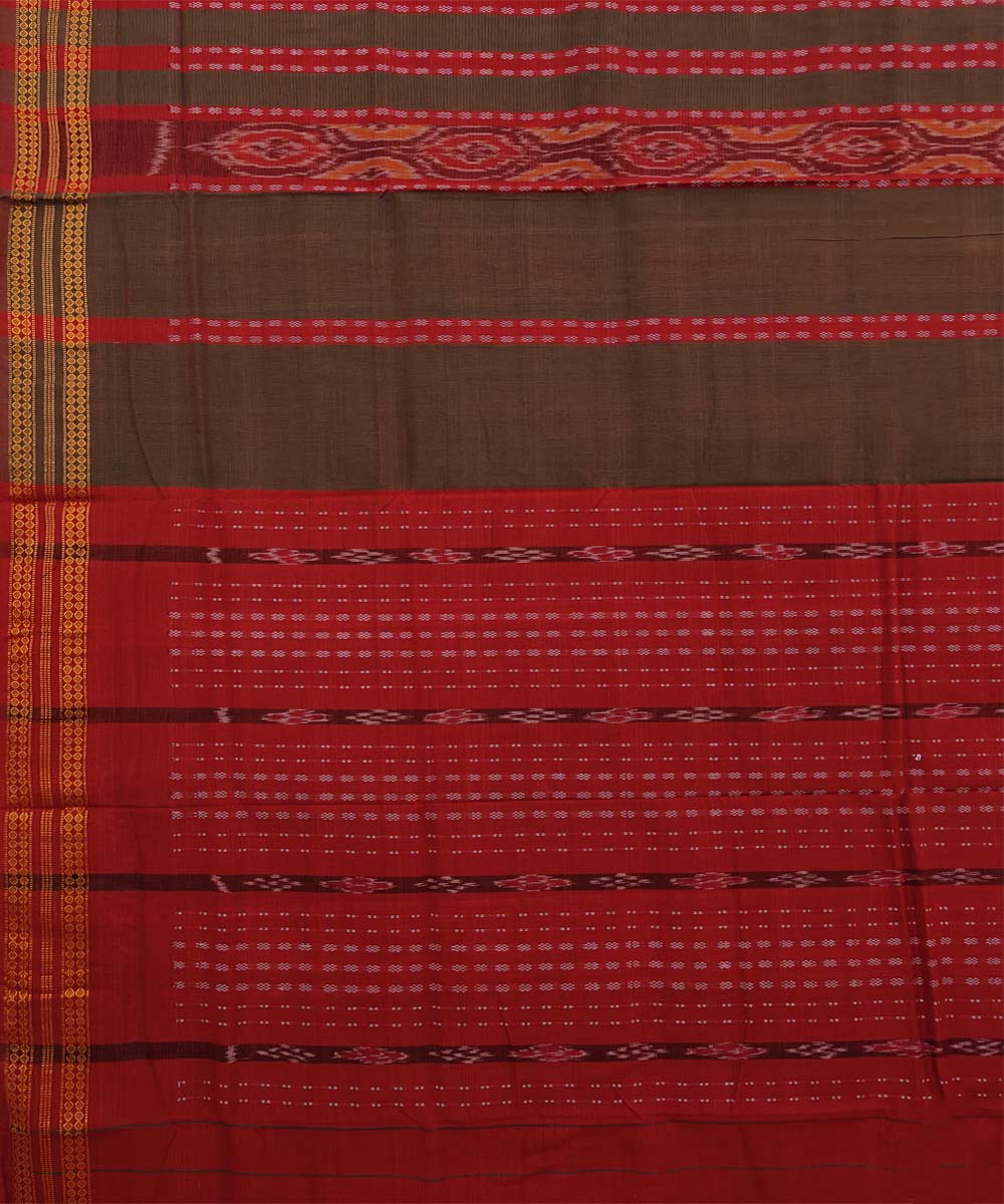 Green Bomkai Handwoven Single Ikat Cotton Saree Image 4
