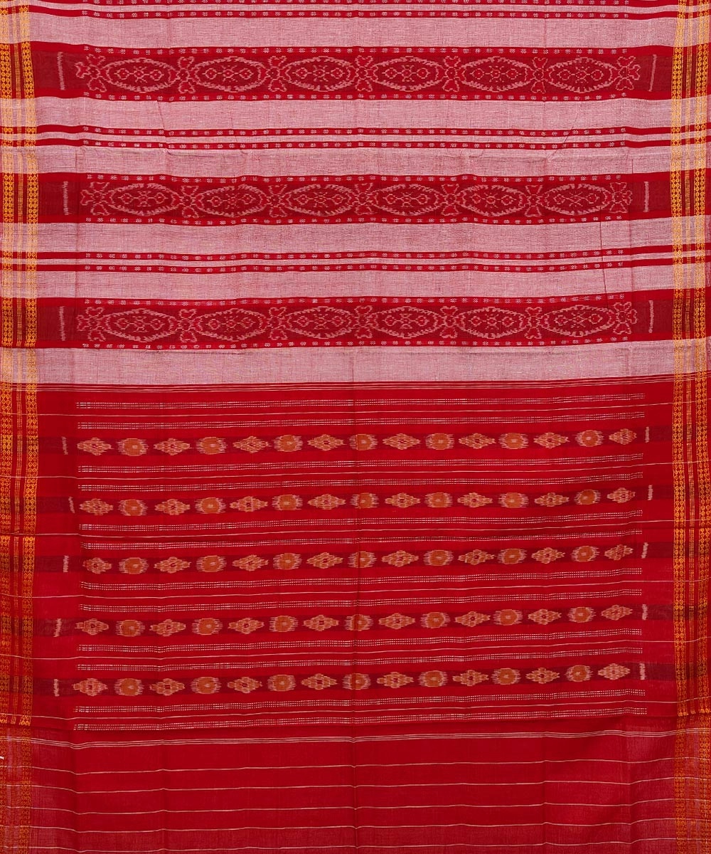 Beige Bomkai Handwoven Single Ikat Cotton Saree Image 2