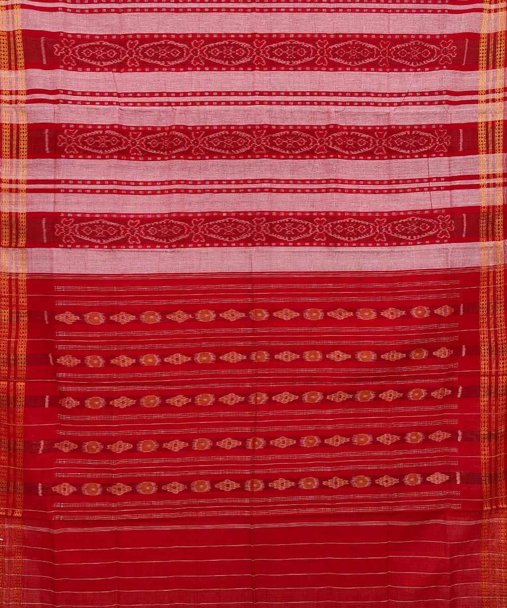 Beige Bomkai Handwoven Single Ikat Cotton Saree Image 2