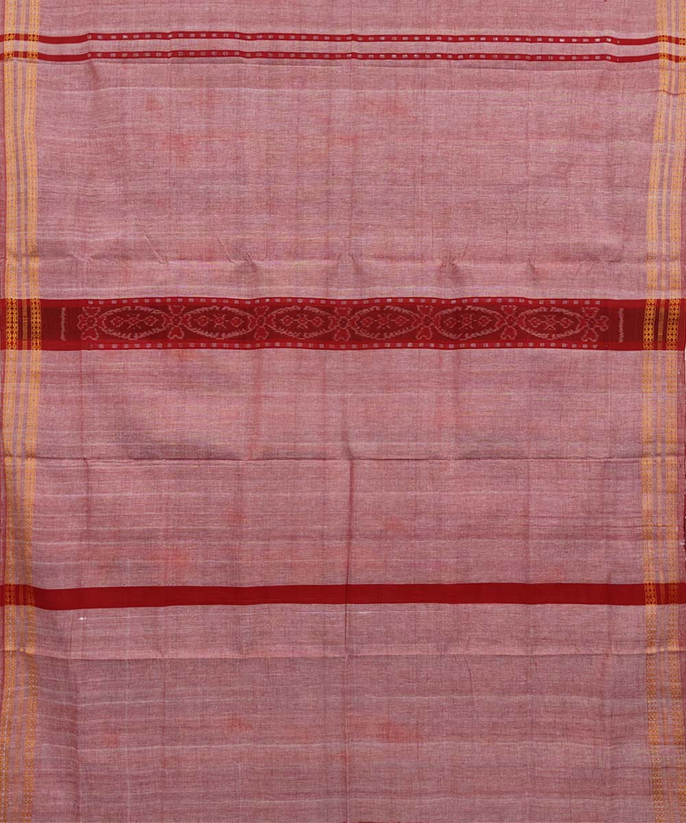 Beige Bomkai Handwoven Single Ikat Cotton Saree Image 3