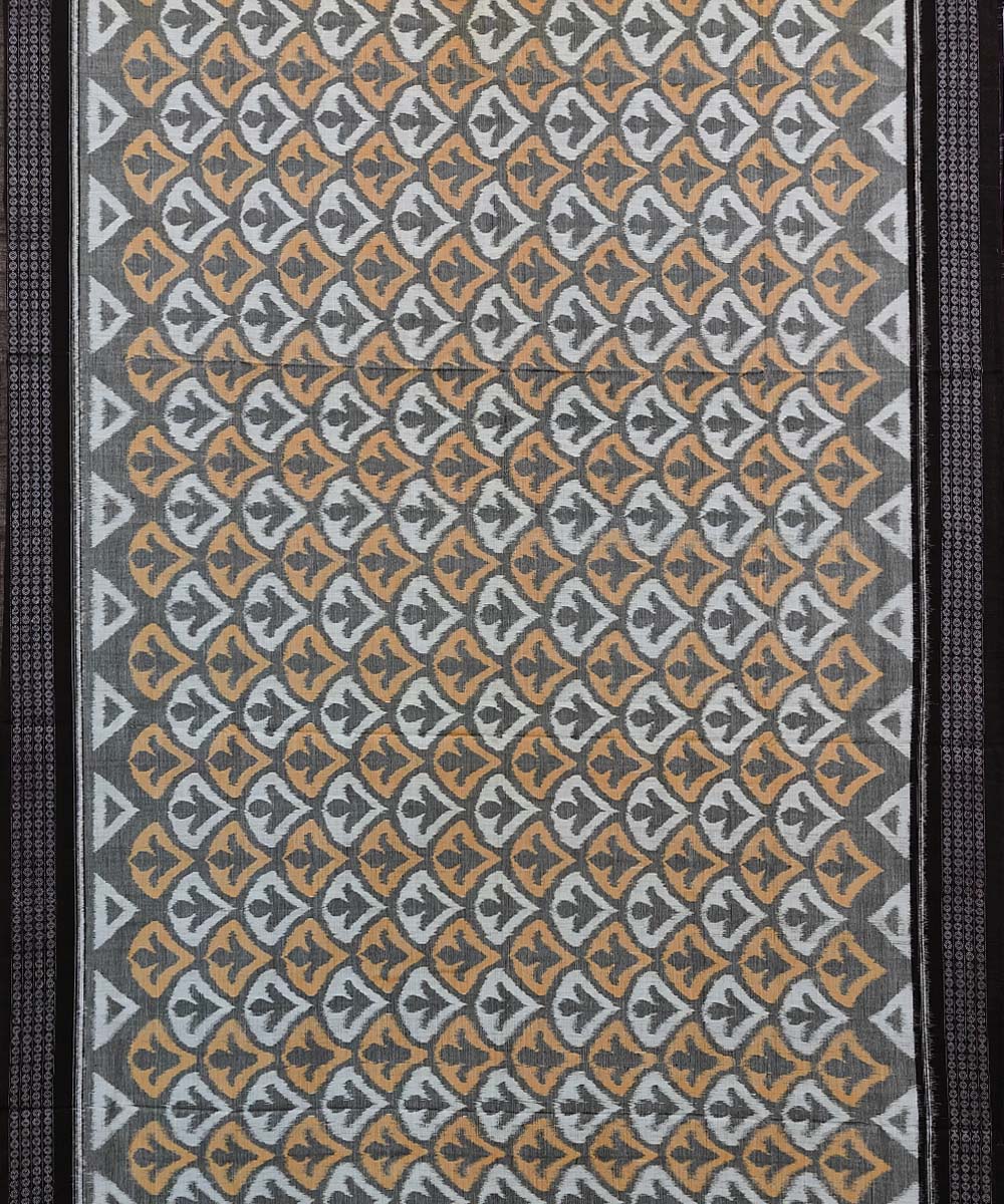 Gray Cofee Sambalpuri Handwoven Single Ikat Cotton Saree Image 3