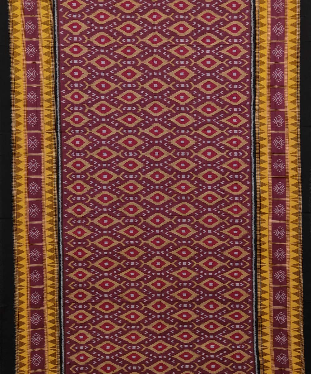 Onion Black Sambalpuri Handwoven Single Ikat Cotton Saree Image 3