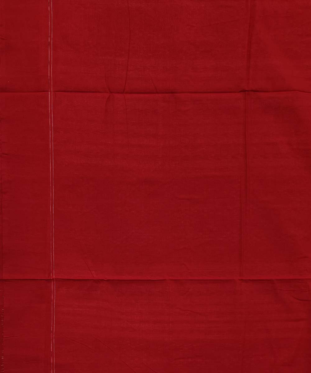 White Maroon Sambalpuri Handwoven Single Ikat Cotton Saree Image 4