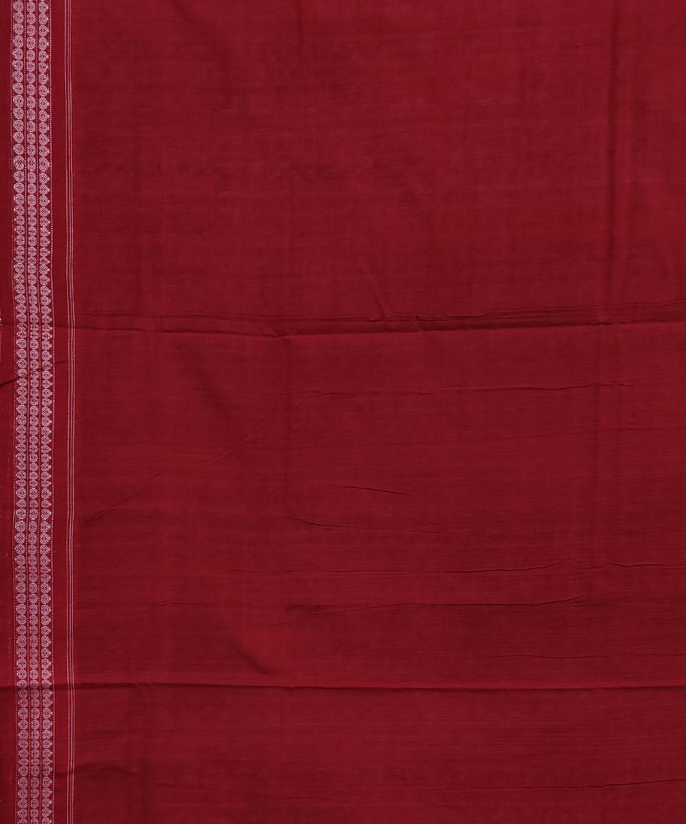 Blue Maroon Sambalpuri Handwoven Single Ikat Cotton Saree Image 4