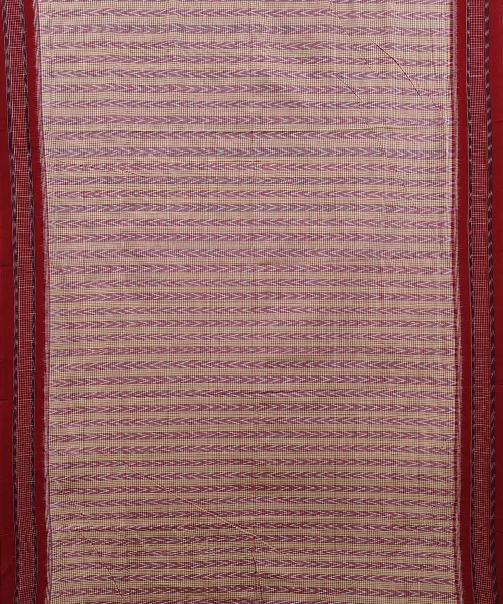 Gray Maroon Sambalpuri Handwoven Single Ikat Cotton Saree Image 3