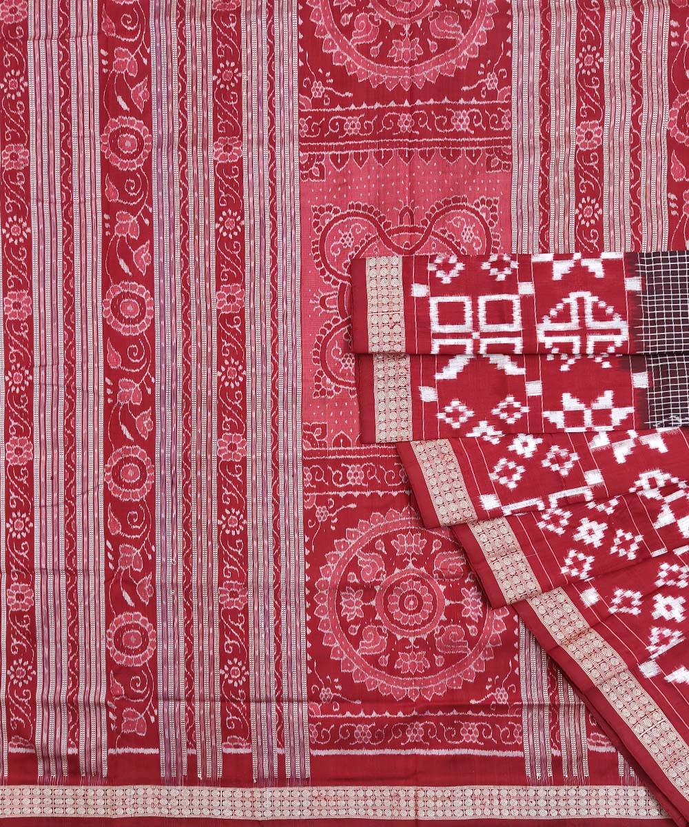 Maroon Coffee Sambalpuri Handwoven Silk Saree SFSSAR1386