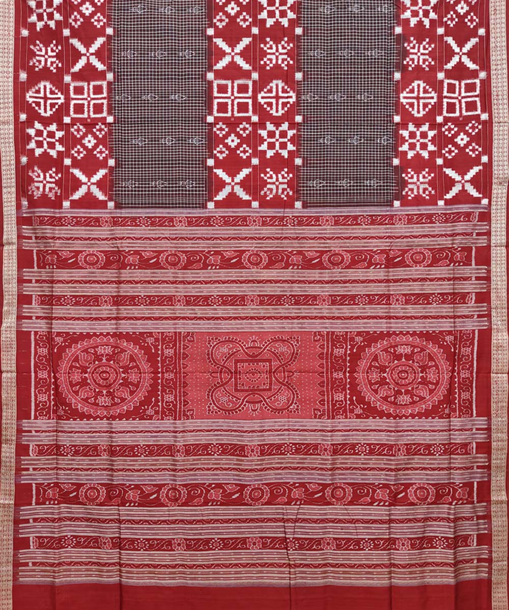 Maroon Coffee Sambalpuri Handwoven Silk Saree Image 2