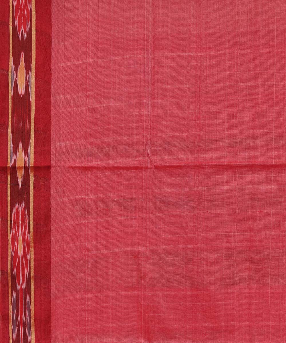 Beige Maroon Sambalpuri Handwoven Ikat Border Tussar Silk Saree Image 4