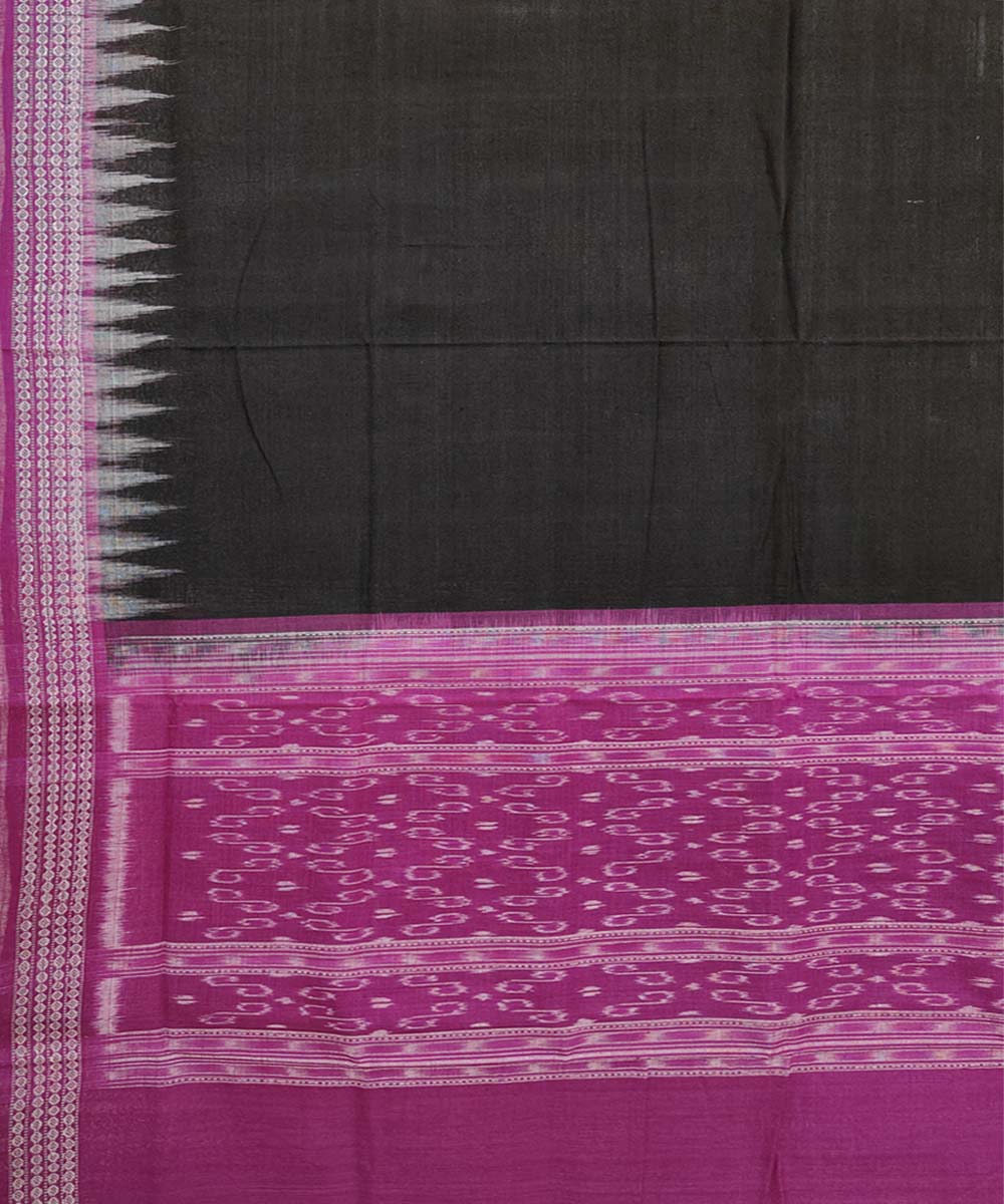 Black Pink Sambalpuri Handwoven Single Ikat Cotton Dupatta Image 3