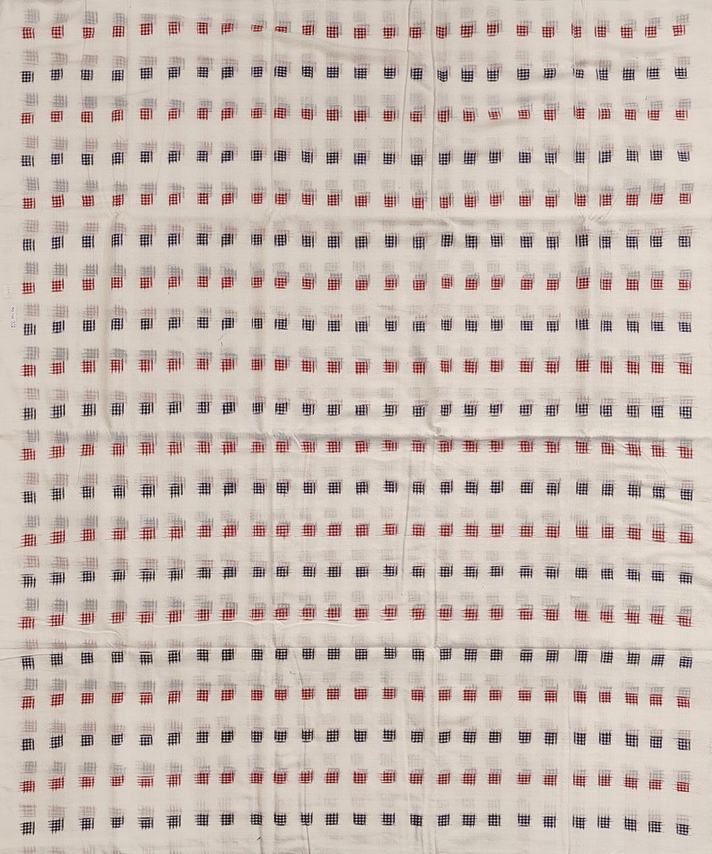 White Sambalpuri Handwoven Single Ikat Shirting Materials Image 3