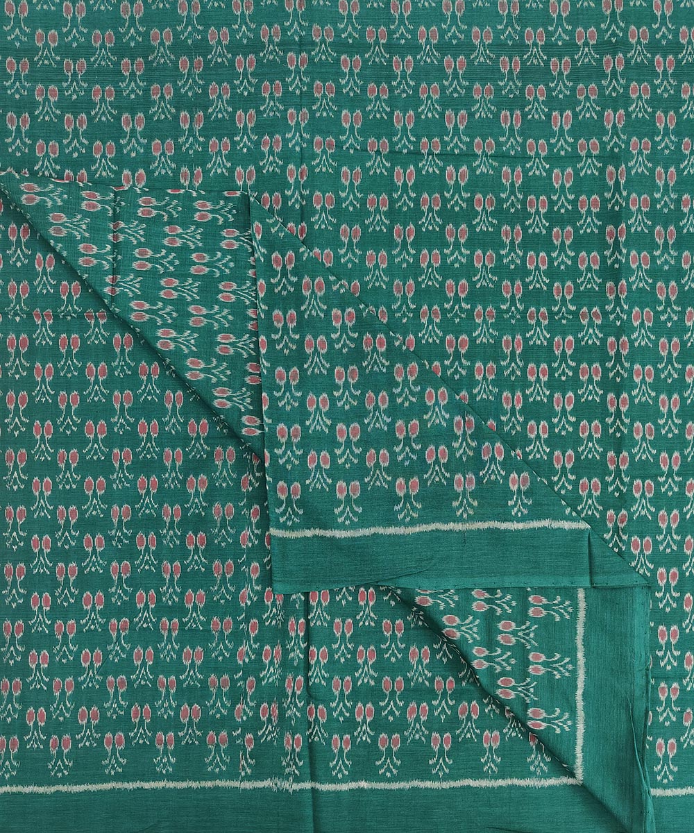 Green Sambalpuri Handwoven Single Ikat Shirting Materials Image 2