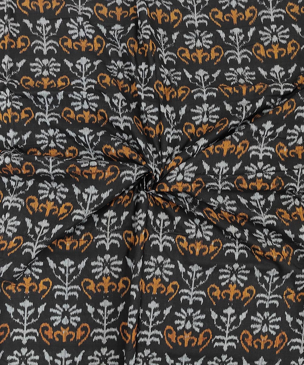 Black Sambalpuri Handwoven Single Ikat Shirting Materials Image 1