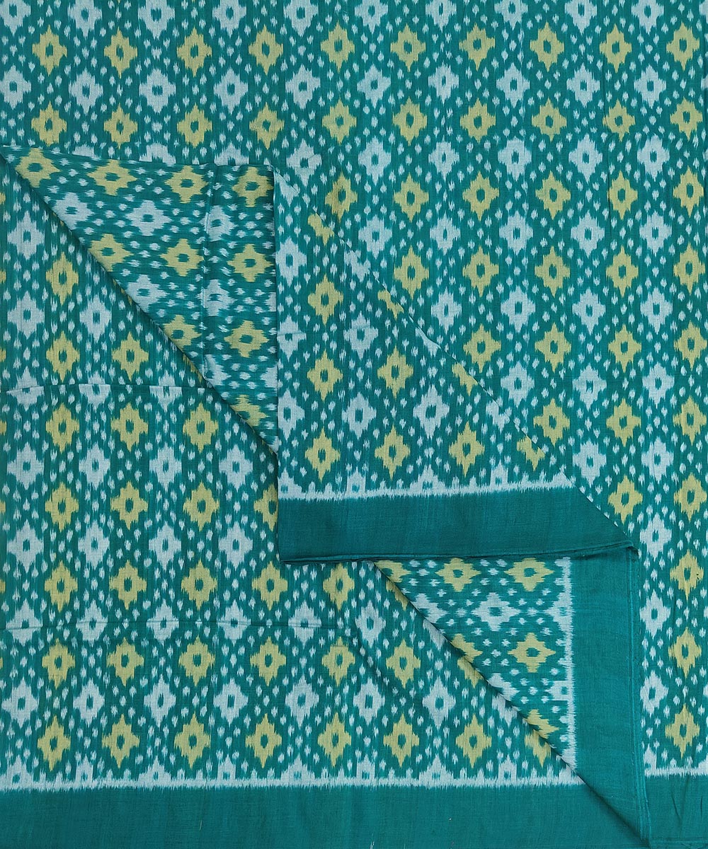 Green Sambalpuri Handwoven Single Ikat Shirting Materials Image 2