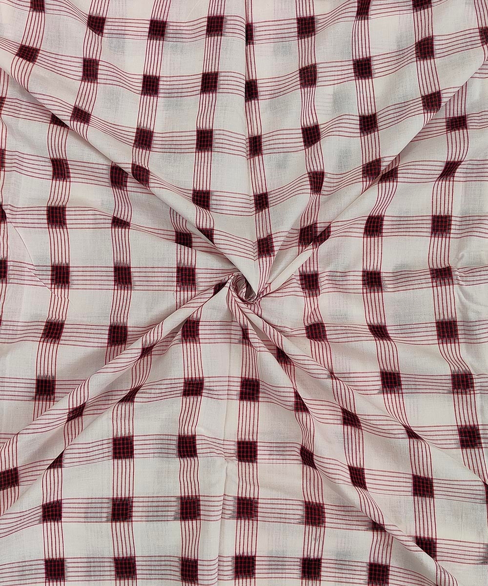 White Sambalpuri Handwoven Single Ikat Shirting Materials SFCSHI1432