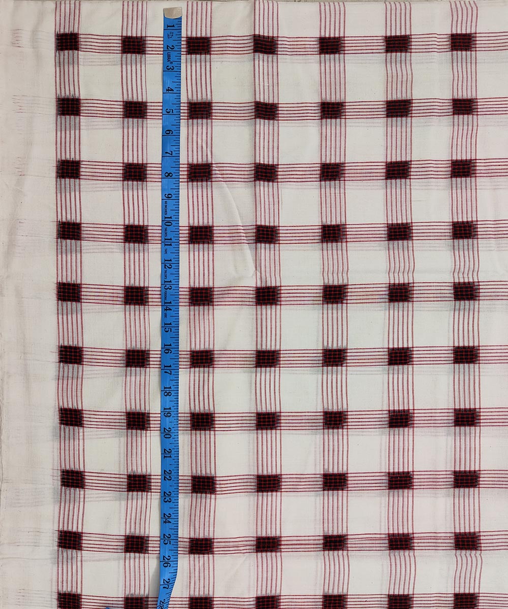 White Sambalpuri Handwoven Single Ikat Shirting Materials Image 4