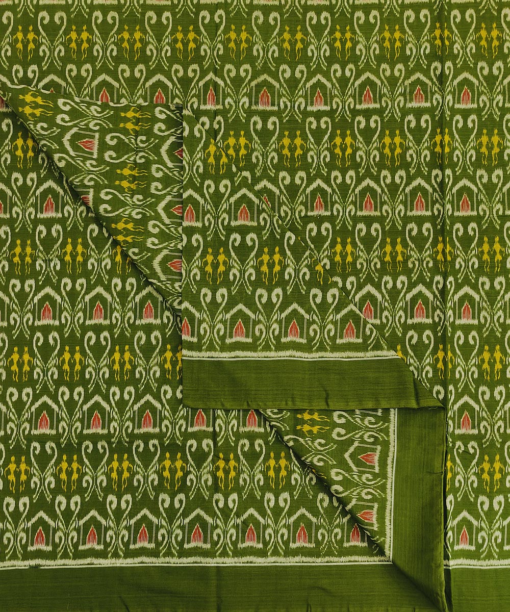 Green Sambalpuri Handwoven Single Ikat Shirting Materials Image 2