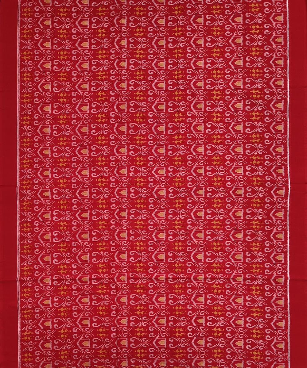 Red Sambalpuri Handwoven Single Ikat Shirting Materials Image 3