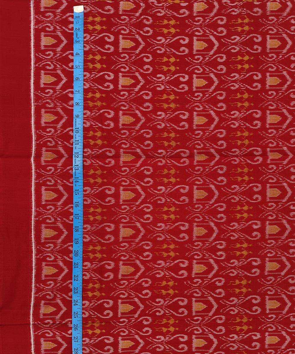 Red Sambalpuri Handwoven Single Ikat Shirting Materials Image 4